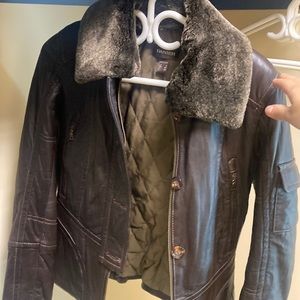 Danier brown bomber leather jacket